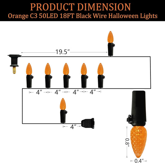 Orange Halloween String Lights 50 LED