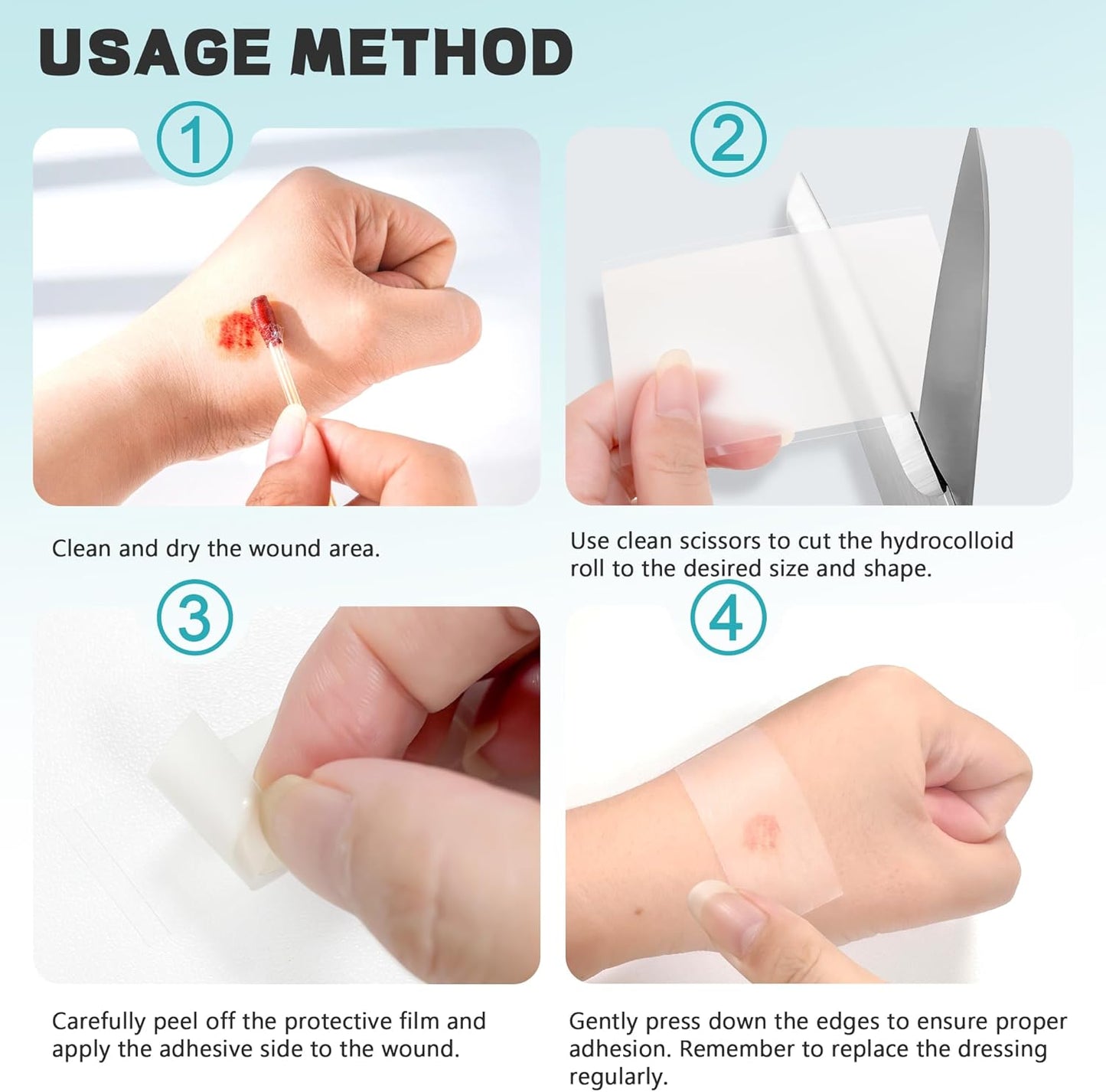 Hydrocolloid Roll for Wound Care - Medical Grade Hydrocolloid Bandages with Flexible & Waterproof, Ultra-Thin, Self-Adhesive, DIY Shape & Size Home First Aid Kit Essential (2In*5Ft)