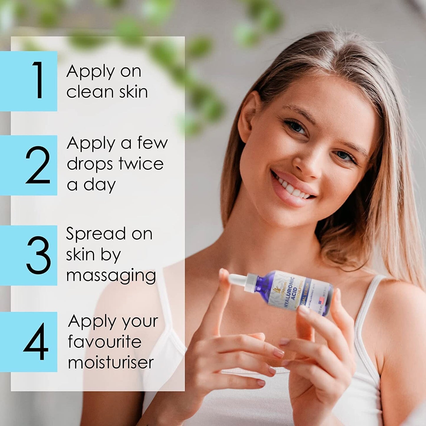 Hyaluronic Acid Anti-Aging Serum for Face - 100% Pure Medical Formula - 2Oz